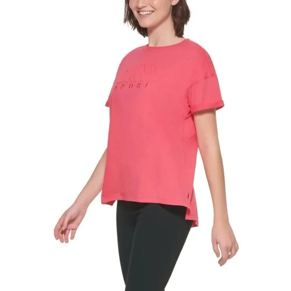 DKNY Sport Women's Cotton Logo T-Shirt - Fiery Pink M Size NWT - Picture 1 of 1